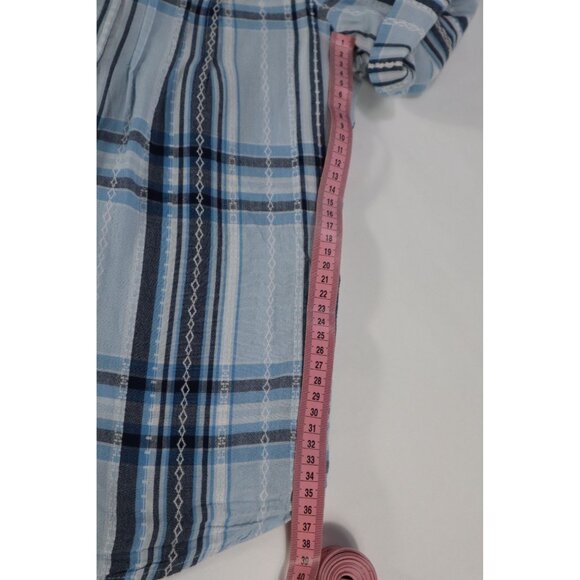 Prestwick & Moore Blue Plaid Button-Up Shirt Size Medium - Picture 11 of 11